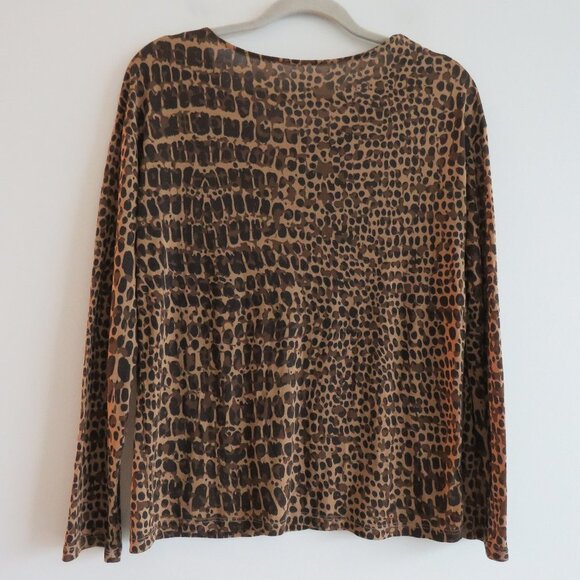 MAJESTIC FILATURES Soft Touch Long Sleeve Crewneck T Shirt Leopard Print Sz 2 - Picture 8 of 12